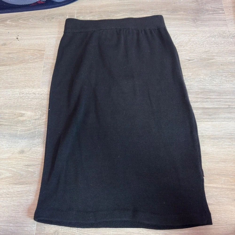 Kazmel Knit Skirt Black Supima Cotton Faux‎ Wrap Neiman Marcus Vintage Mini S